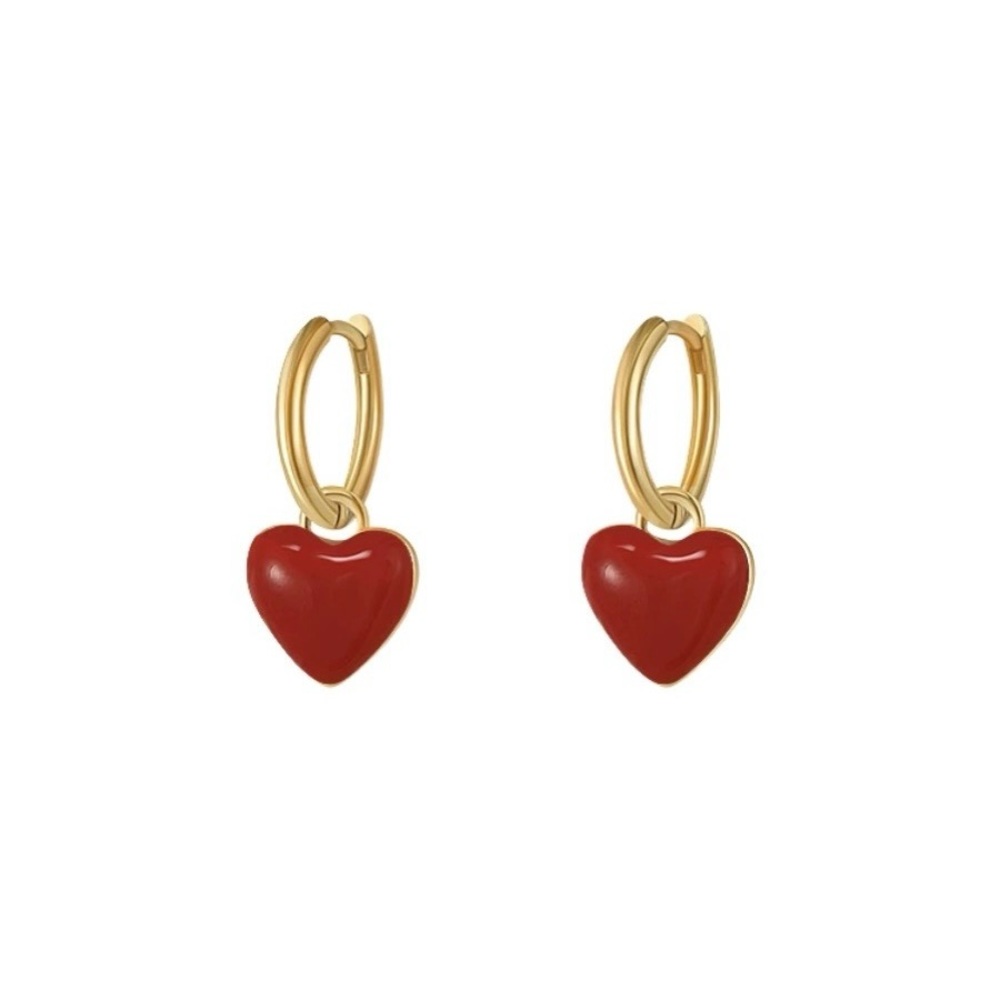 Love heart dangle drop earrings for women